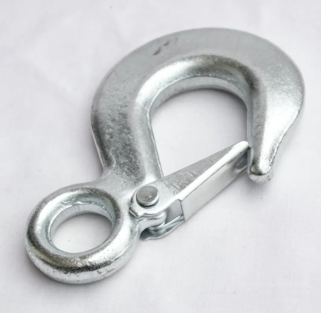 Forged Eye Hook with Safety Latch, Heavy Duty Hooks, Forged Equipment Hooks, 5t Capicity 11000lbs