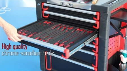 Kinbox 248 PCS Metal Drawer Tool Storage Cabinet with Wheels for Workshop